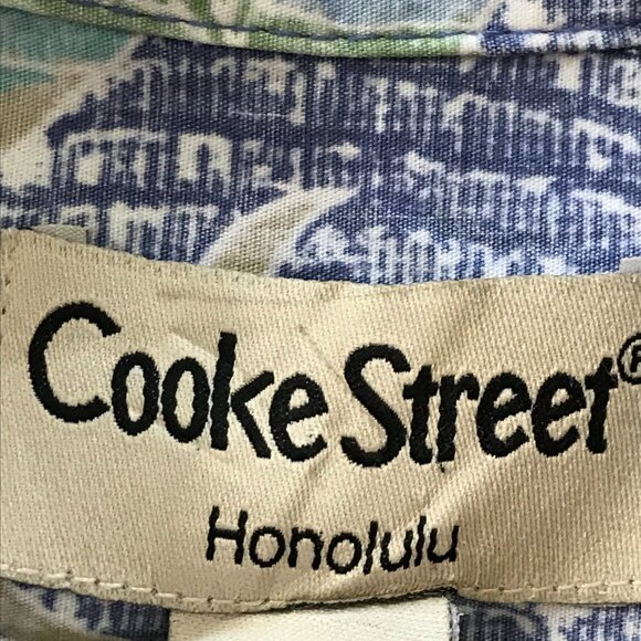 Cooke Street Hawaiian Shirt Men 2XL Blue Fish Print Button Up Pocket Collared - Picture 3 of 12